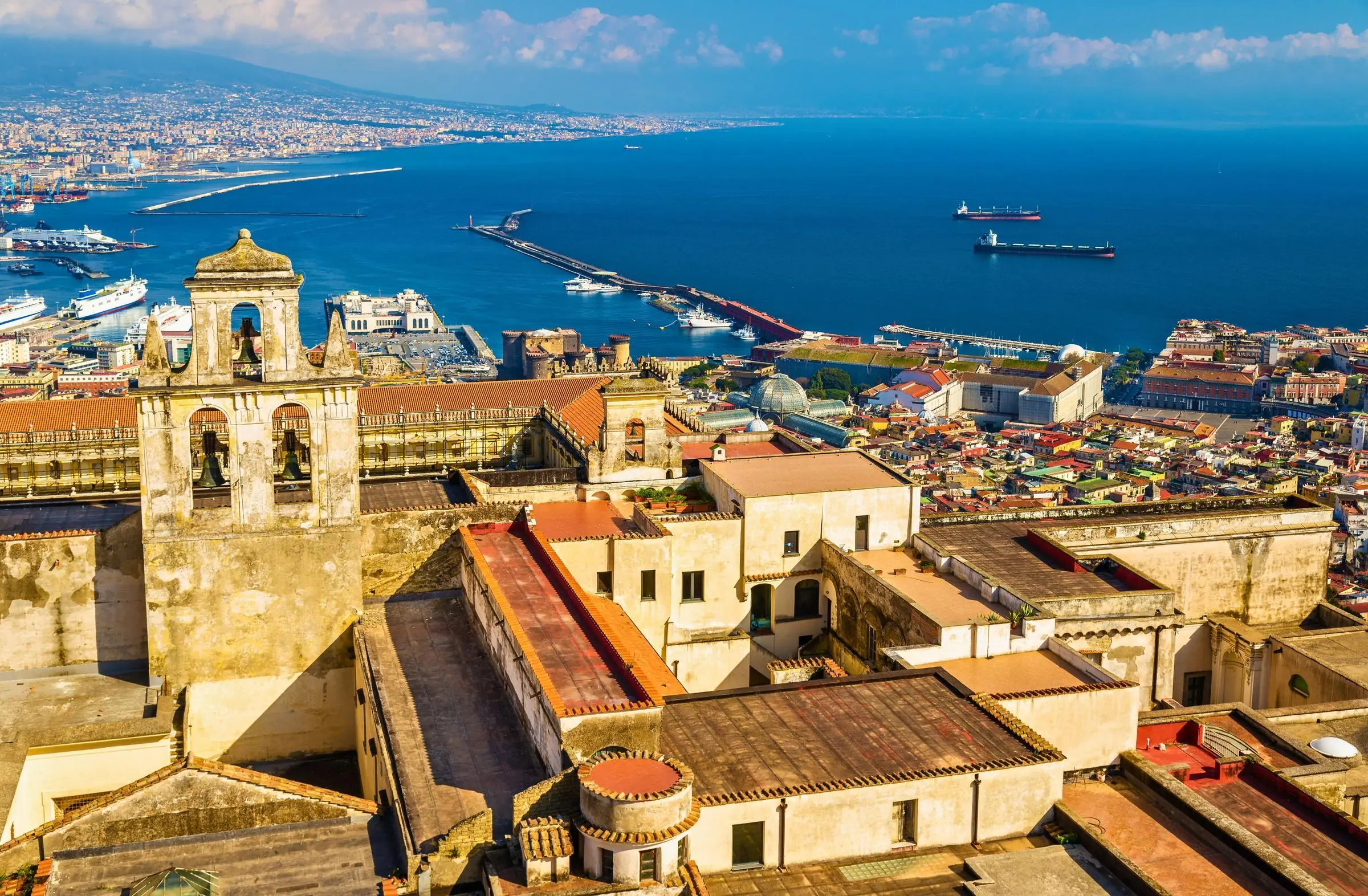 Panoramic view of the Certosa di San Martino complex overlooking the Bay of Naples