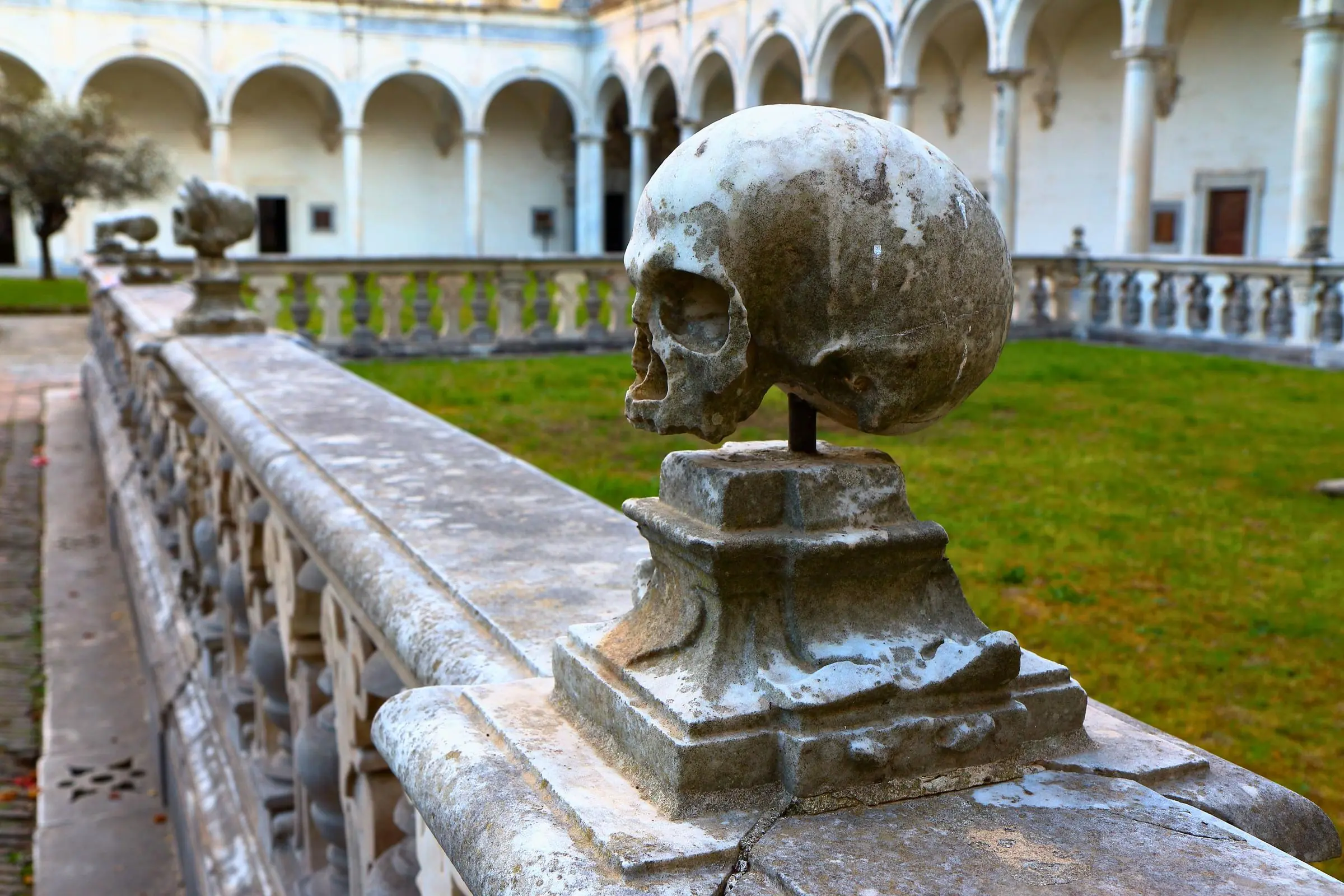 Marble skulls at Certosa di San Martino