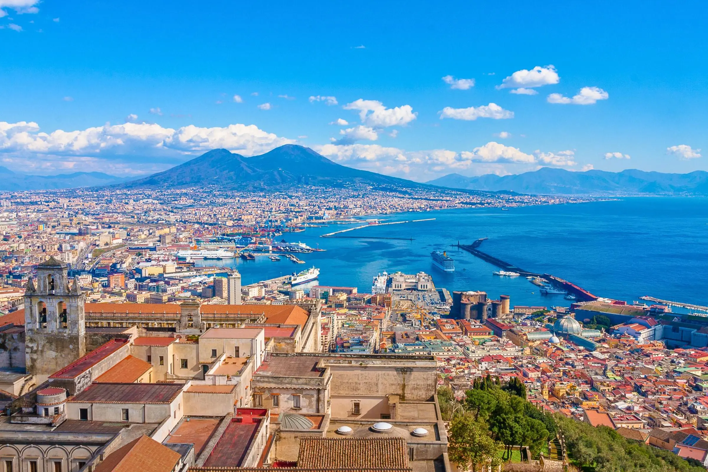 Naples and Mount Vesuvius View of Naples city center with Mount Vesuvius in the background