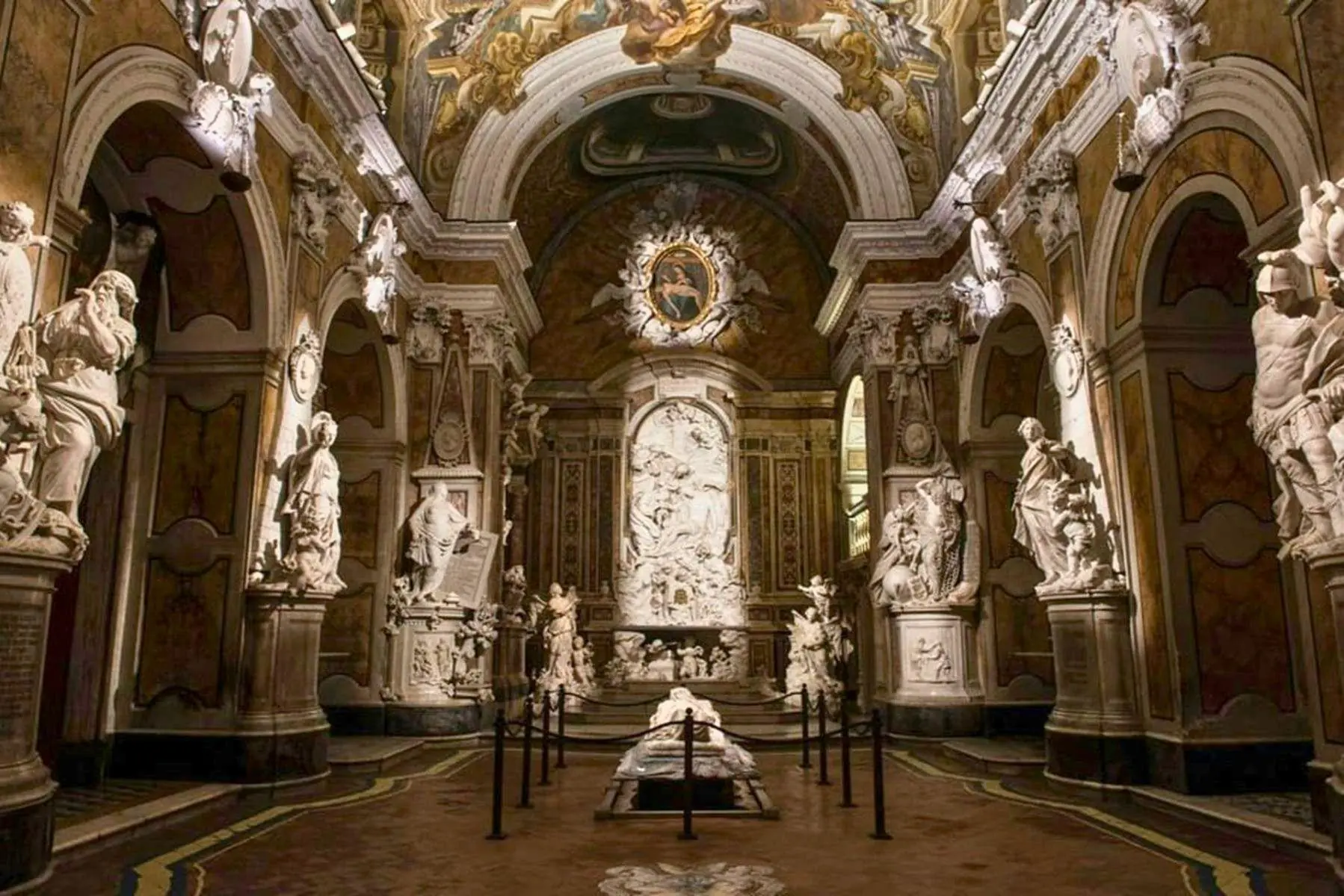 The intricate marble folds of the Veiled Christ inside the Sansevero Chapel